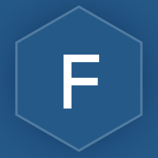Ein blaues sechseckiges Symbol mit einem weißen Buchstaben F in der Mitte. Der Hintergrund ist ein Farbverlauf von Dunkel- zu Hellblau, beginnend an den Rändern zur Mitte hin.