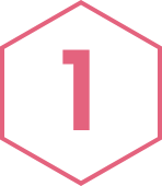 In der Mitte eines rosa Sechsecks steht fettgedruckt die Zahl 1, umrandet von passendem Rosa – ein dynamisches Symbol, das an die Präzision der Praxisfinanzierung erinnert.